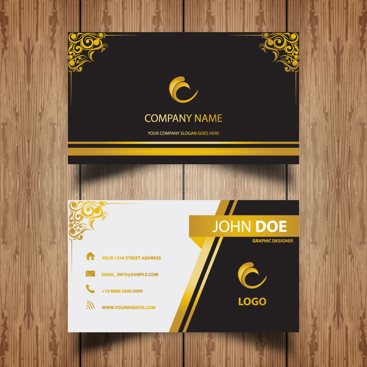11 Business Card Golden Ornaments
