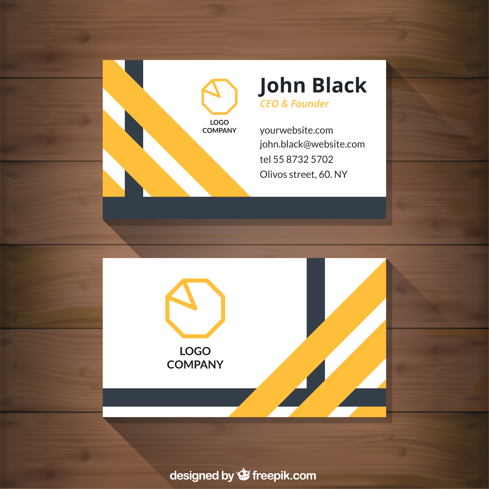 17 Abstract Business Card With Yellow Stripes