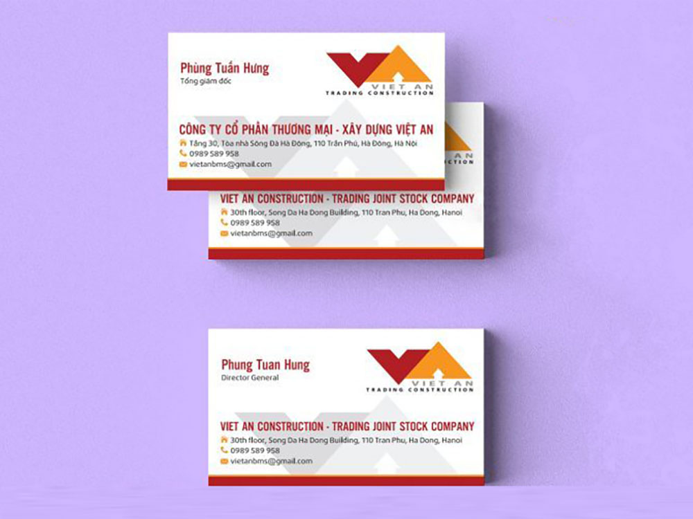 Mẫu card visit công ty xây dựng Việt An