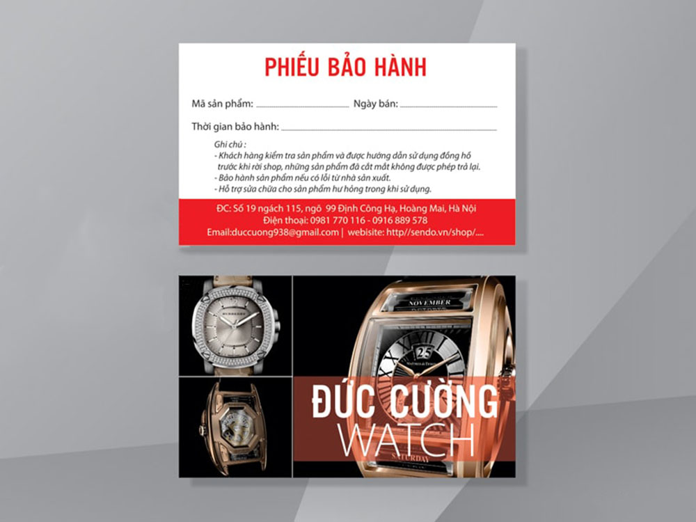 Mẫu Card Visit Độc Đáo Dành Cho Cửa Hàng Đồng Hồ